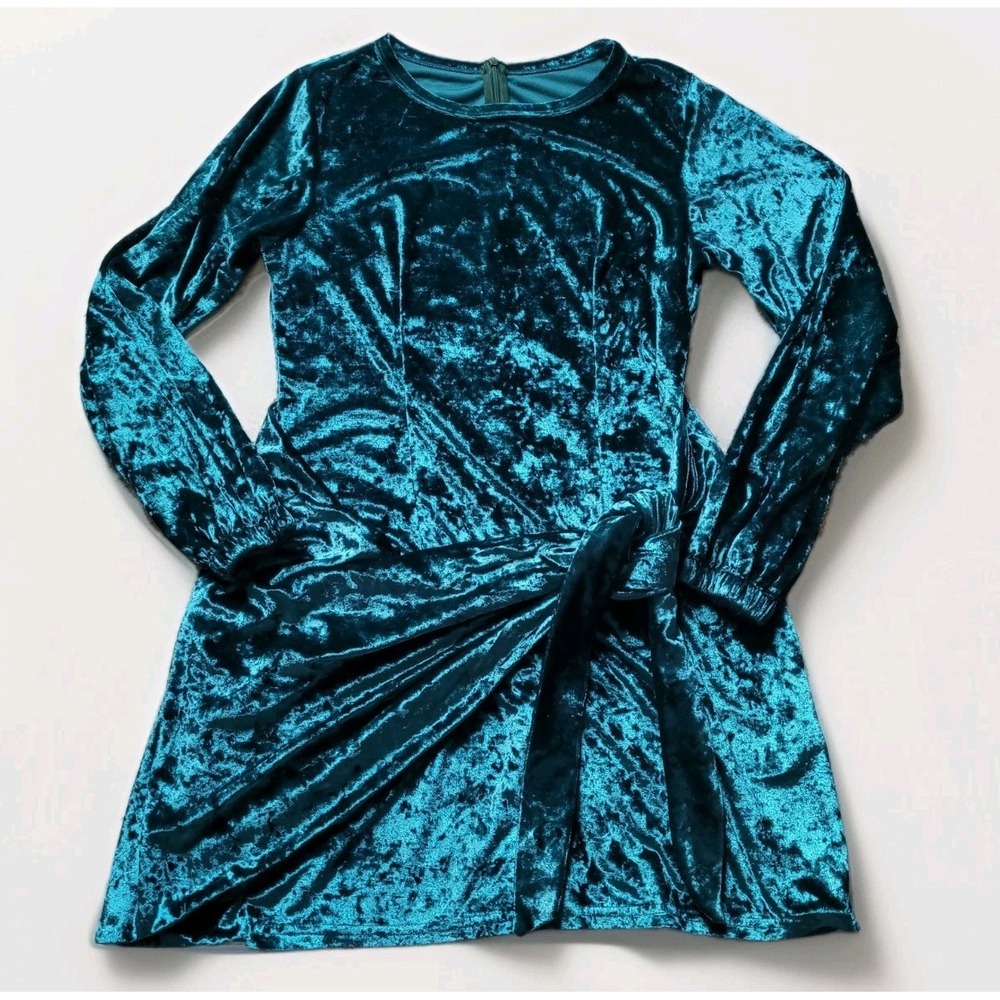 Dark‎ Romance Emerald Crushed Velvet Mini Dress | Long Sleeve Jewel Tone